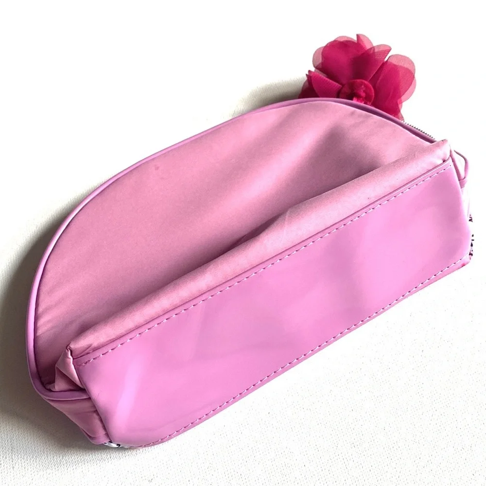 LANCOME PARIS COSMETIC MAKE-UP BAG CASE ORGANIZER WHITE‎ PINK BLACK Fabric NEW